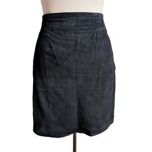 Forenza Black Suede Leather Skirt Women’s 10 Made in Korea 80s Vintage